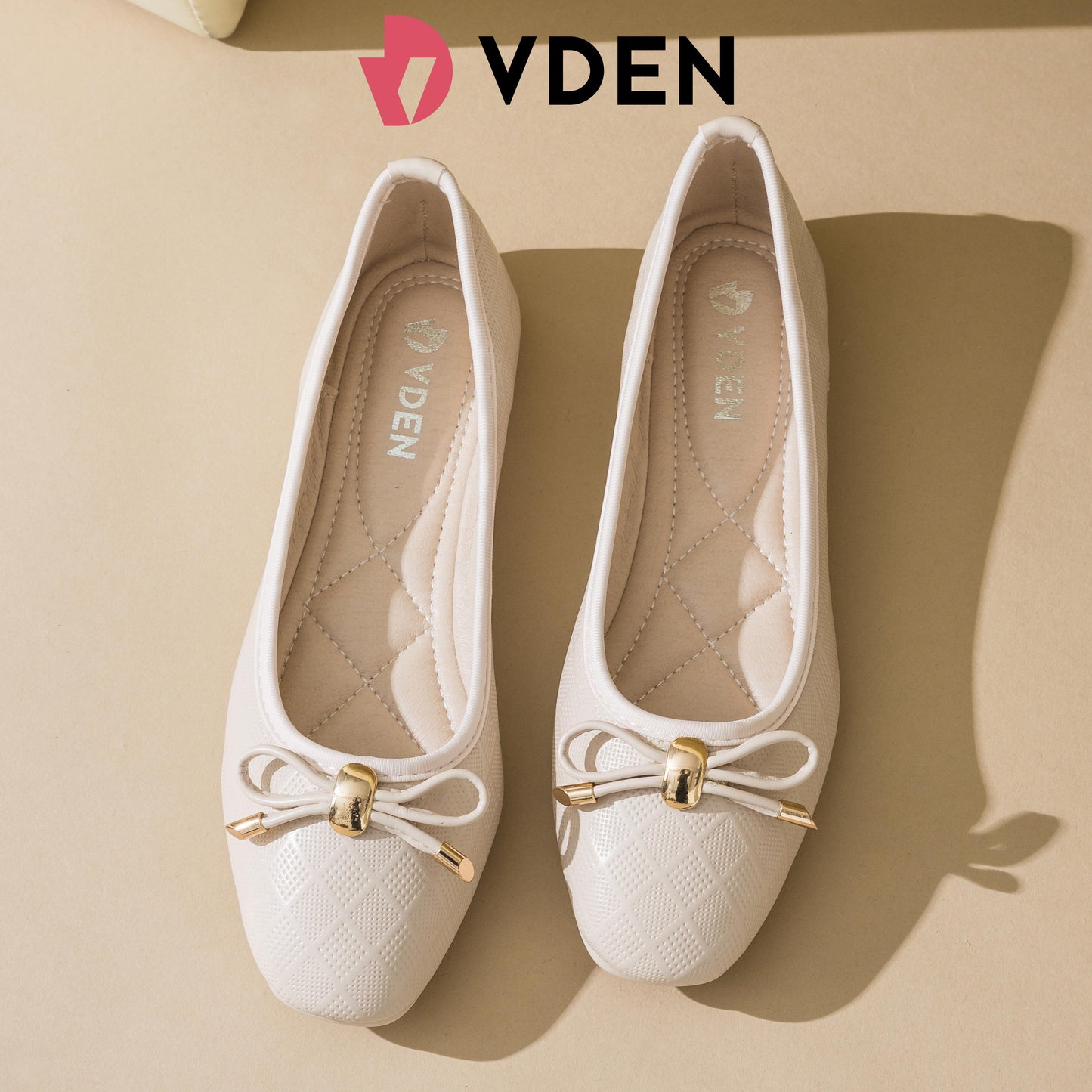 VDEN Round Toe Diamond Pattern Doll Shoes Slip-on Women's Flat Shoes 0.5INCH/1.2CM 926-956 Doll Shoes Ribbon Leather Flat  Shoes For Women Comfort Walking Shoes
