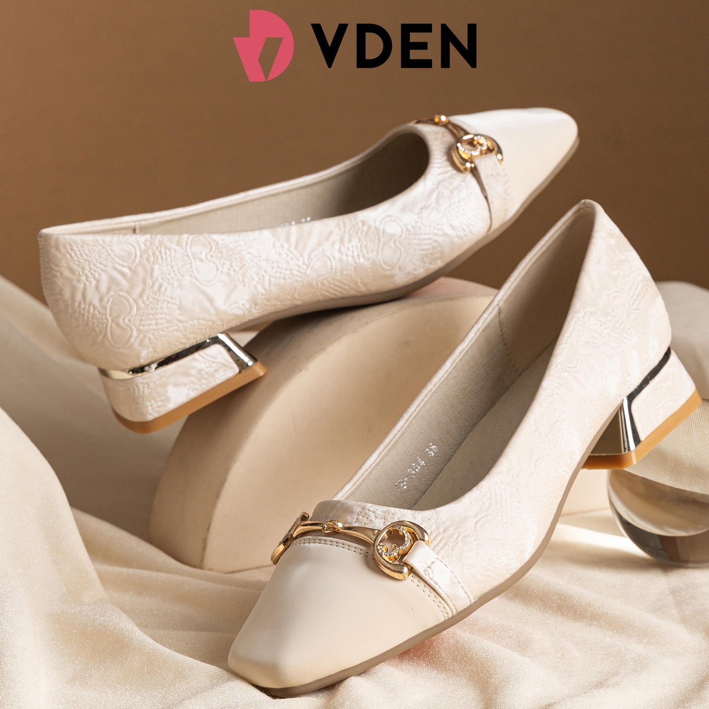 VDEN Leather Buckle Mid Heel Shoes for Women 2.6CM/1INCH Old Money Style Commuting Shoes For Women 78-304 Low Heel Fashionable Square Toe Versatile Thick Heel Shoes