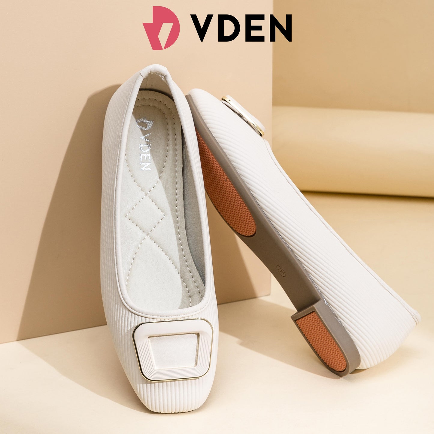 VDEN Women Fashion Square Toe Block Flat Shoes Business Work For Women 0.4INCH/1CM 182-21 Classic Buckled Ballet Flats Women’s Office Flats – Soft Slip-On Shoes With Stylish Buckle