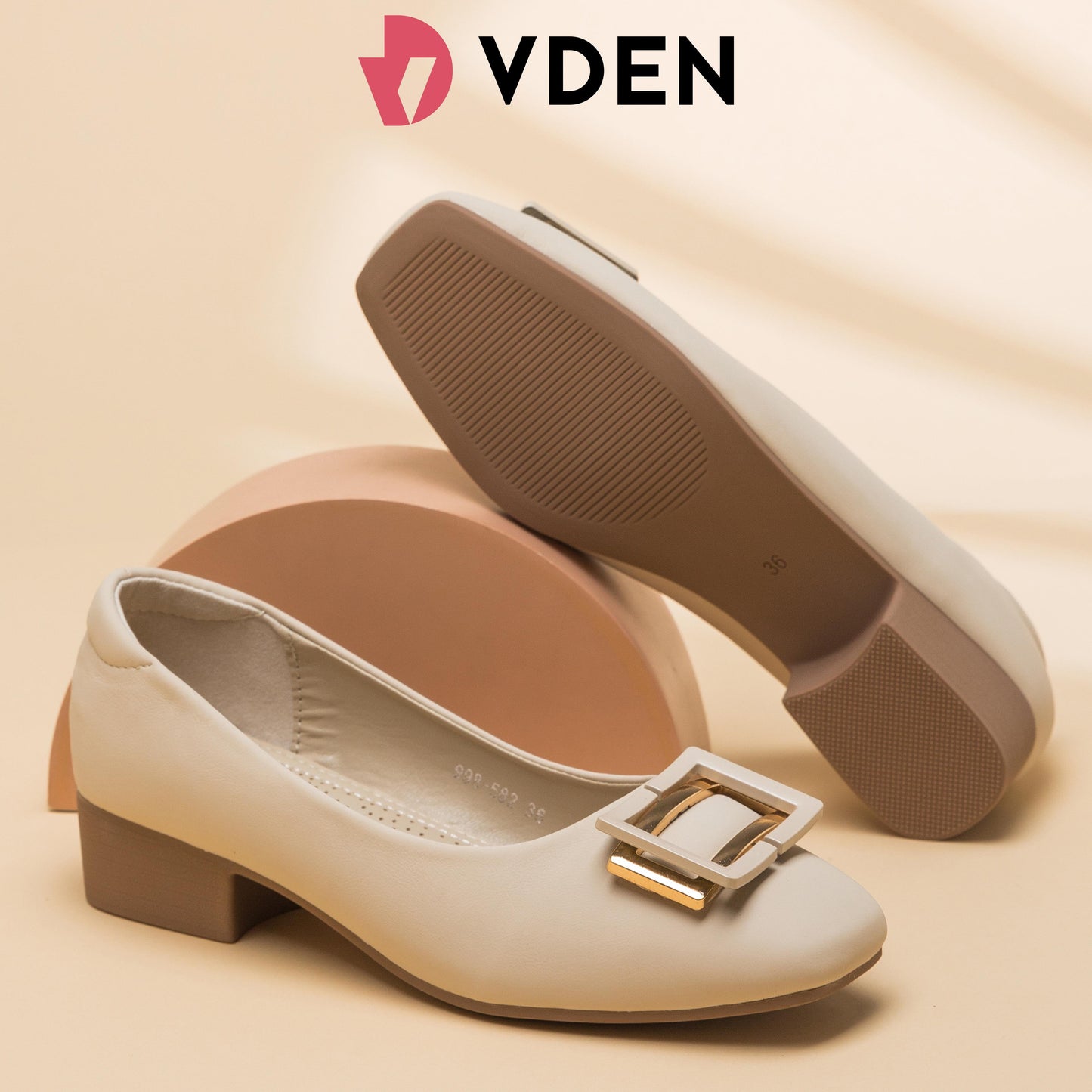 VDEN Dainty Square Toe Pumps for Women 3CM/1.2INCH Ladies Slip-on Loafers Women's Mid Chunky Toe Classy Shoes998-582 Simple Student Shoes High-end Office Shoes Square Buckle Block Heels Comfort