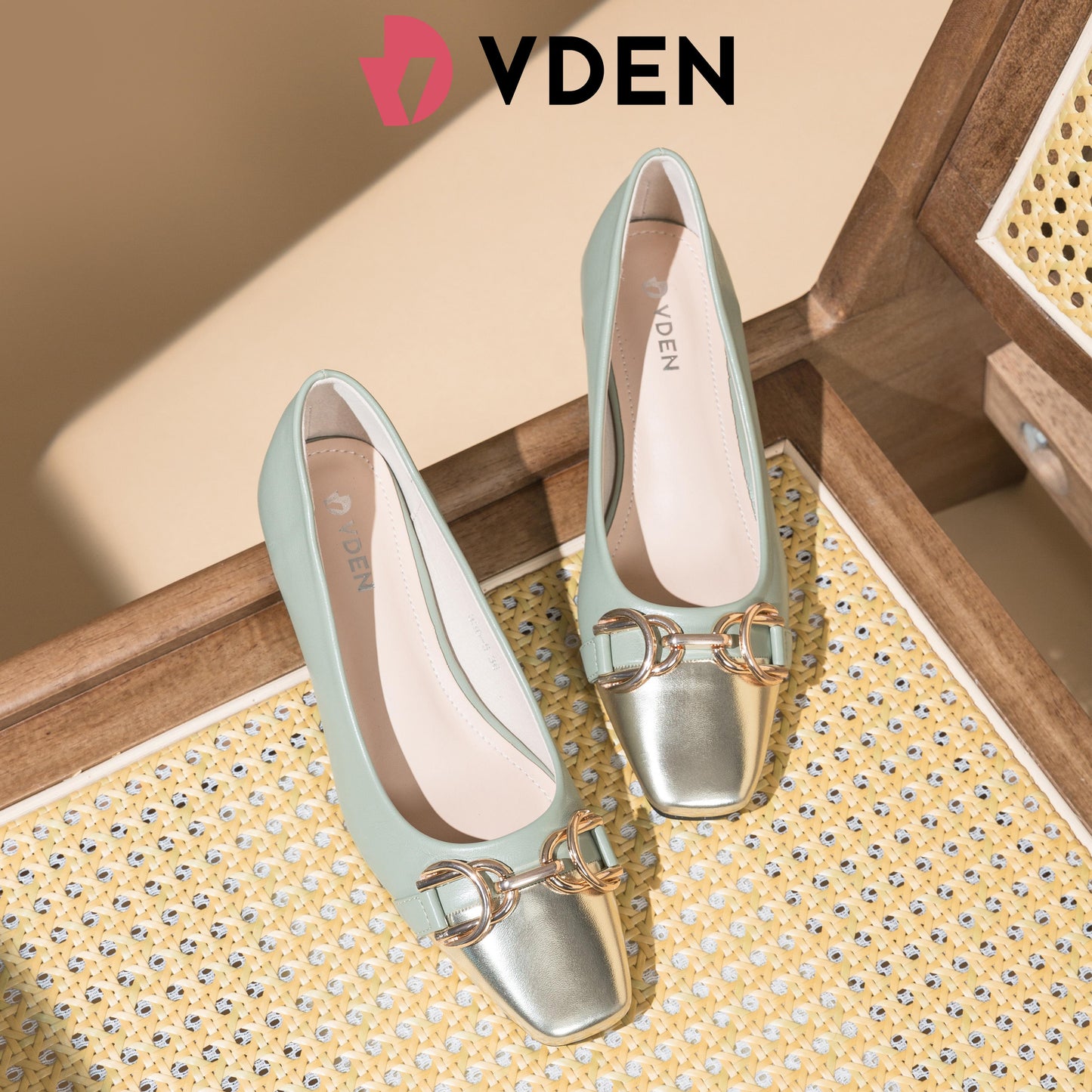 VDEN Women Shoes Spring Ladies Chunky low heel pumps 1.3INCH/3.3CM 336-5 Square Toe Color Blocked Thick Heel Shoes Old Money Style Professional Style Women's Shoes