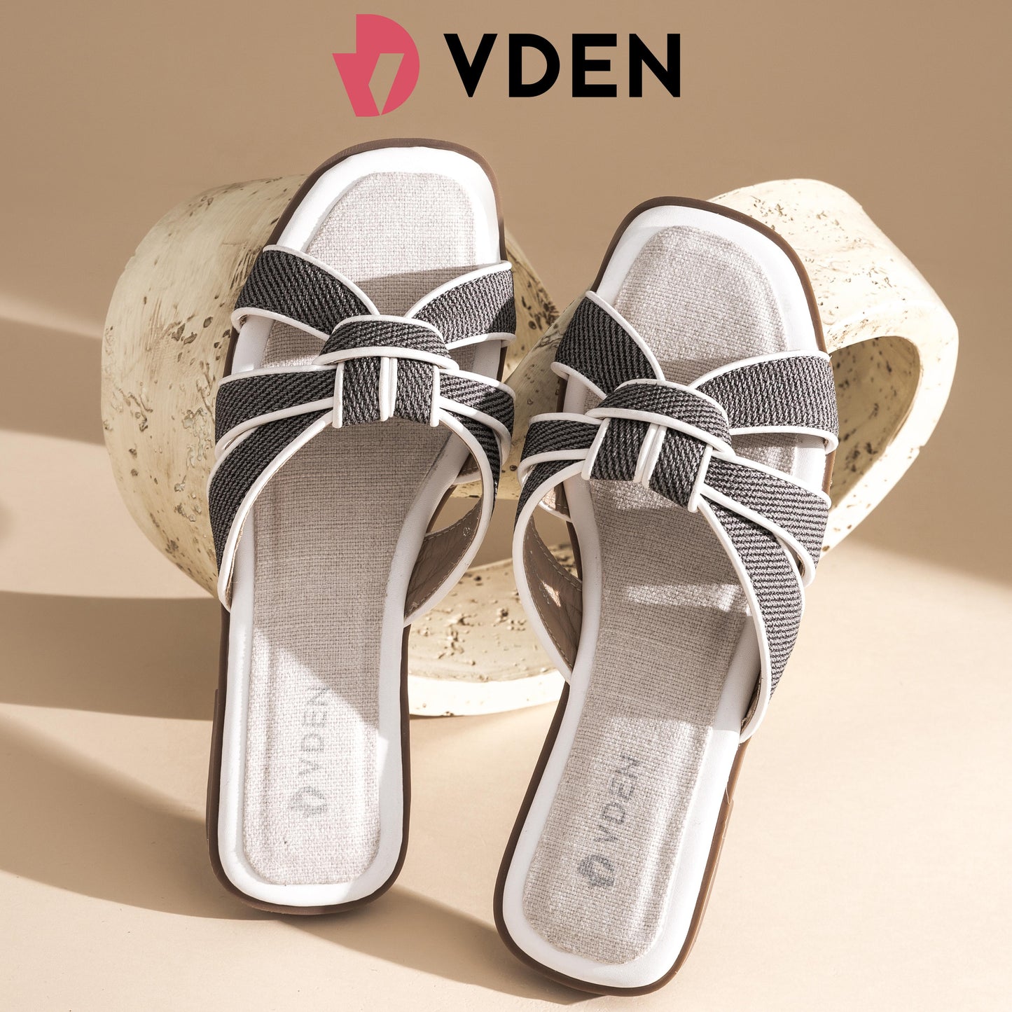 VDEN Casual Open Toe Non Slip Flat Breathable Sandals 0.5INCH1.4CM 002-A16 Color Block Braided Sandals Old money Style Open Toe Slippers Thick Latex Insole Women Summer Comfort Walking Shoes Footwear