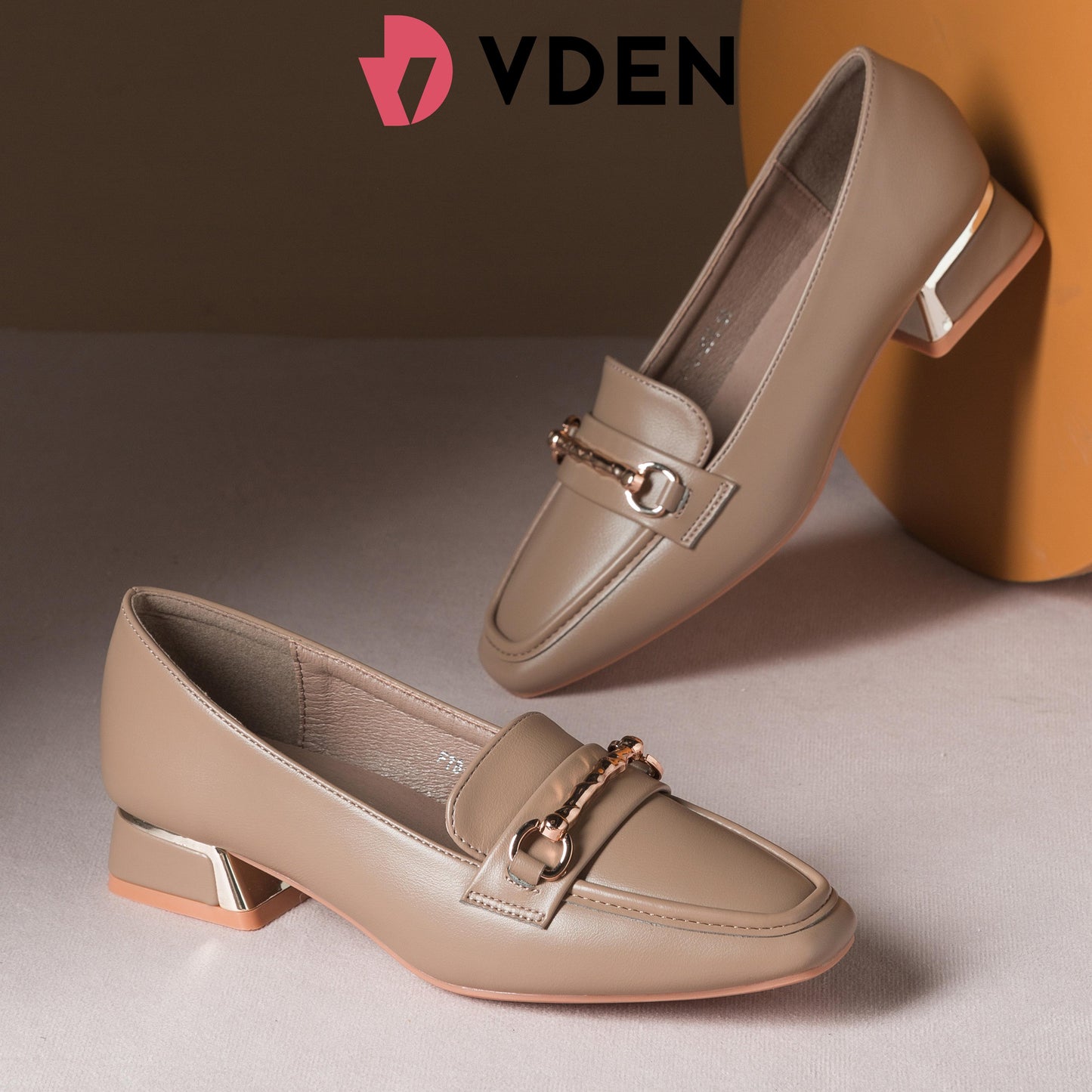 VDEN Square-toe Loafers For Women (F78-284) Slip-Ons 2024 New Retro Genuine Leather Thick Heel French Super Soft Loafers For Commuting Fo Work Shoes