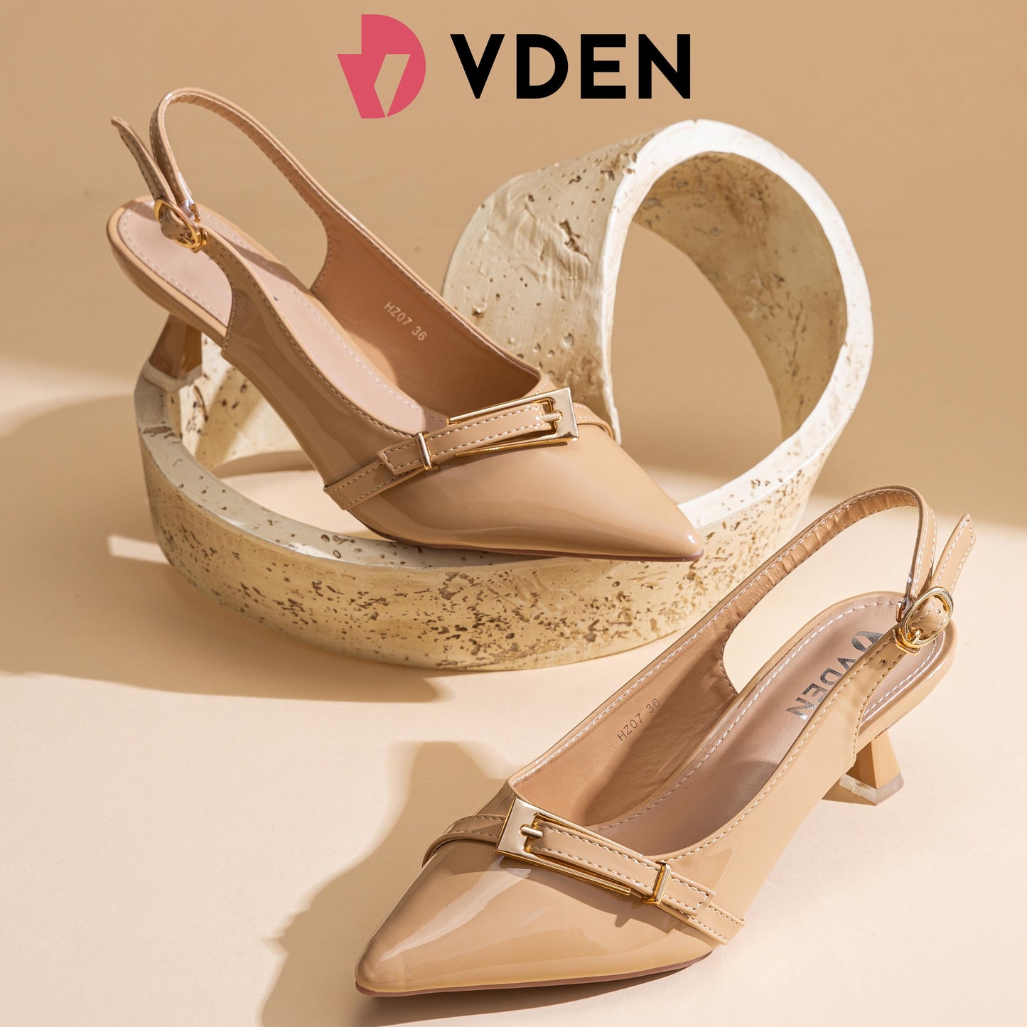 VDEN Pointed Toe Toe Heel Lace-up Summer Women's Shoes High-heeled Sandals 2.5INCH/6.4CM HZ07 Korean Kitten Heels Patent Leather Simple Slingback Shoes Elegant Intellectual Heels