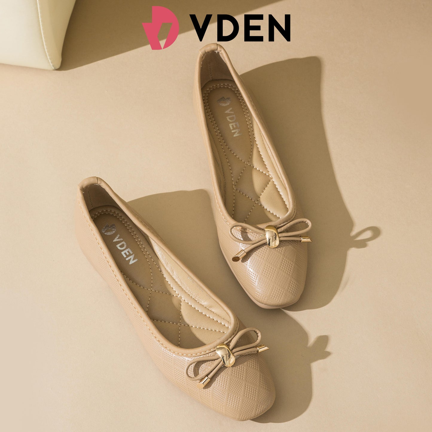 VDEN Round Toe Diamond Pattern Doll Shoes Slip-on Women's Flat Shoes 0.5INCH/1.2CM 926-956 Doll Shoes Ribbon Leather Flat  Shoes For Women Comfort Walking Shoes