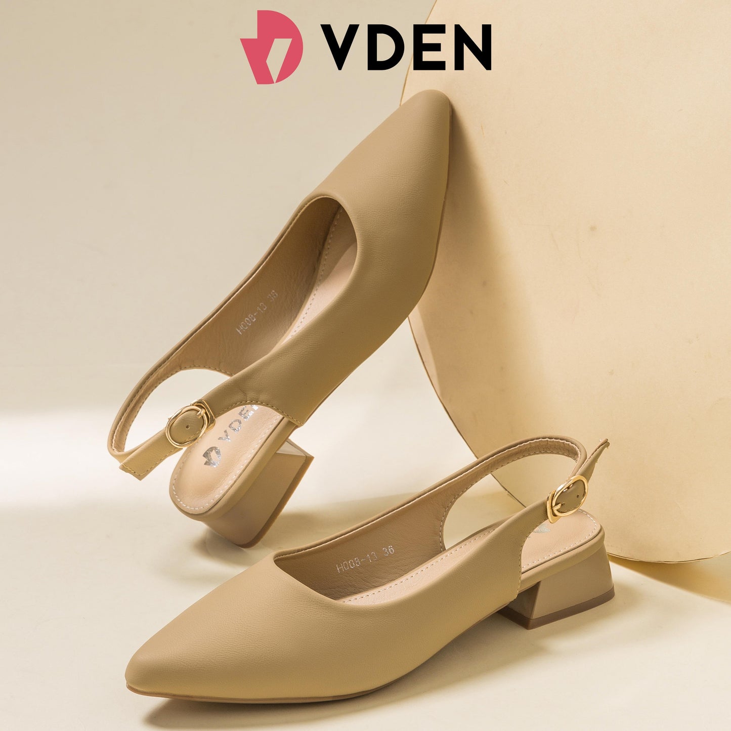 VDEN Women Comfortable Slingback Pointed Toe Women Flats with Strap Buckle H008-13 1.1INCH/3CM Square Toe Slingback Low Heel Pumps Comfort Square Toe Slingback Low Heel Work Shoes Square Toe Pumps – Casual & Work Style Minimalist Low Heel Dress Shoes