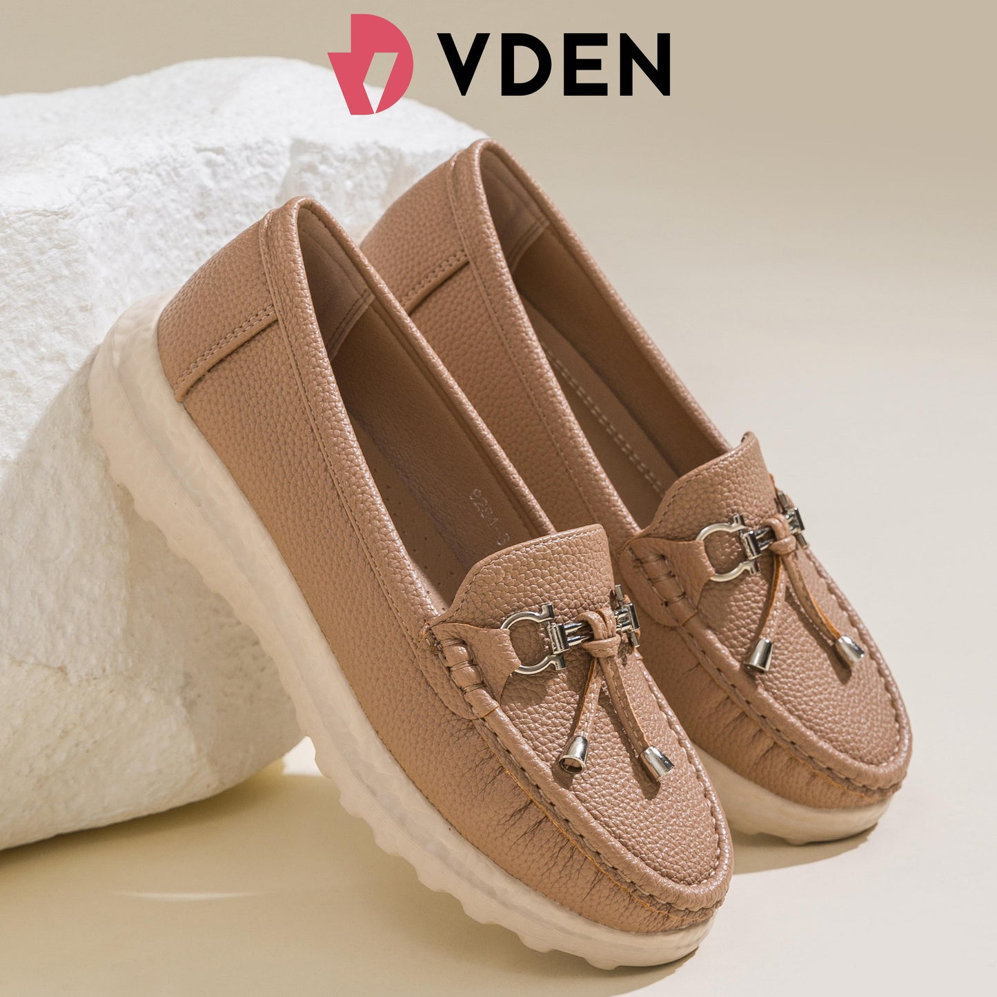 VDEN Women's Loafers With Decorative Buckle For Women 1.3INCH/3CM 9284-3 Thick-soled Old-Money Style Loafers With Soft Soles Comfortable Wedge Heels Slip-on Shoes For Women Casual Shoes Rocking Shoes