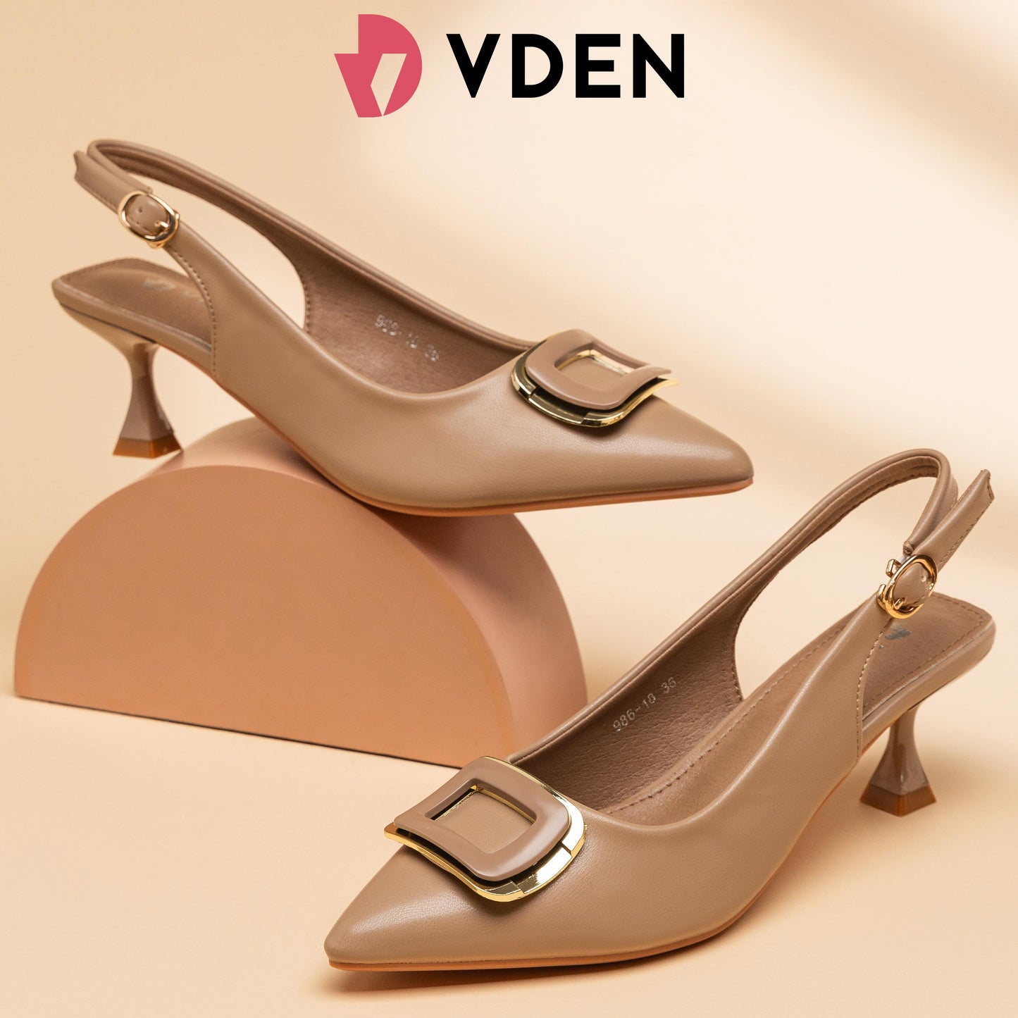 VDEN Pointed Mid Heel Sling back for Women 6CM/2.5INCH French Style Heels 986-18 Commuting Simple Style Office Heels