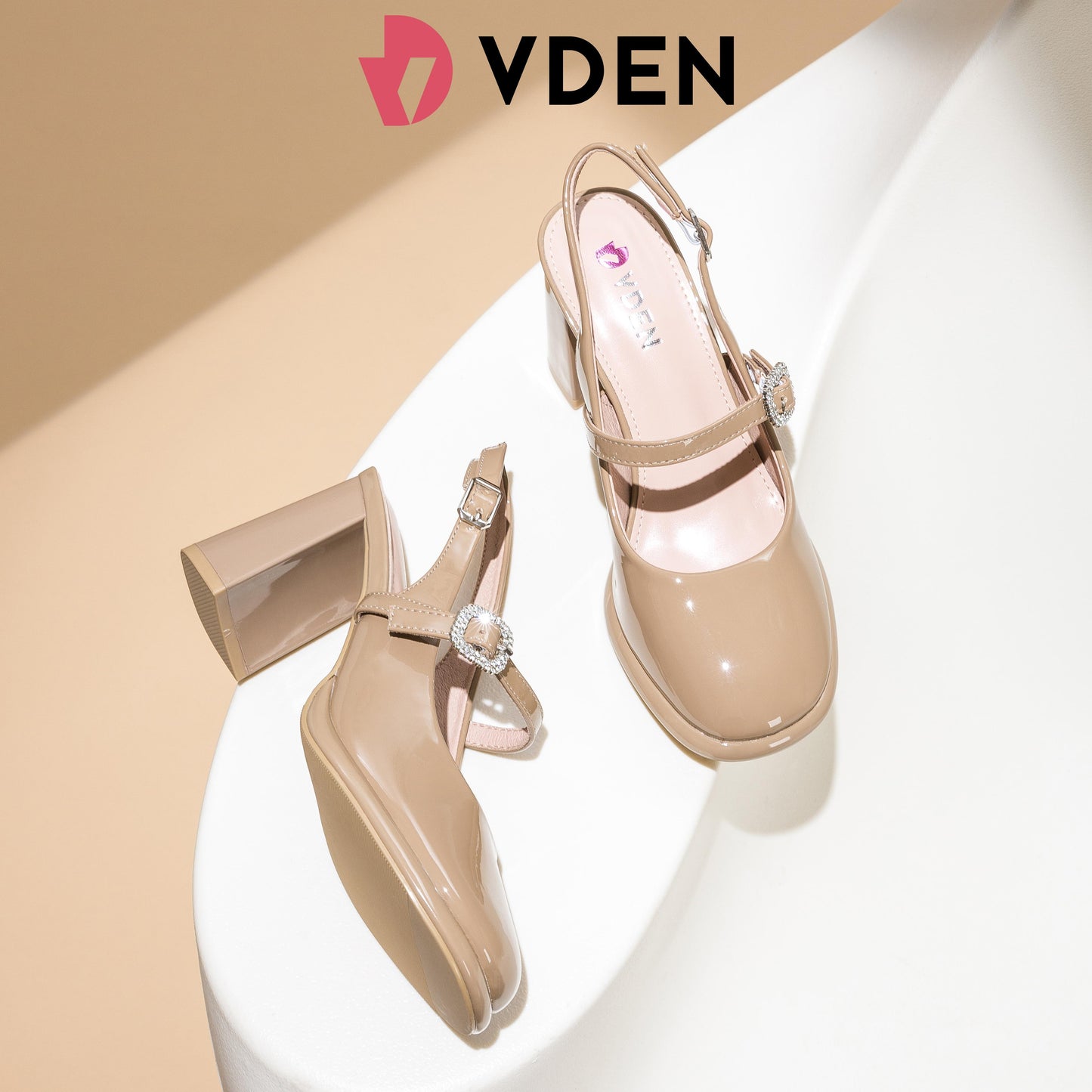 VDEN Women's Fashion Chunky Heel High Heel Thick Bottom Waterproof Platform Shoes 3INCH/8CM H333-1 Patent Leather One-Strap Mary Jane Shoes For Women Elegant And High-Heeled Korean Style Thick-heeled Shoes