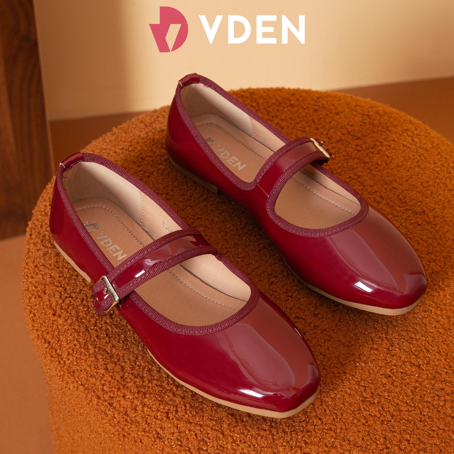 VDEN Women's Slip on Flats Classy Square Toe Solid Classic Mary Jane Ballet Flat  Shoes 0.4INCH/1CM 3368-1 Patent Leather Korean Preppy Mary Jane Flats Women Shoes