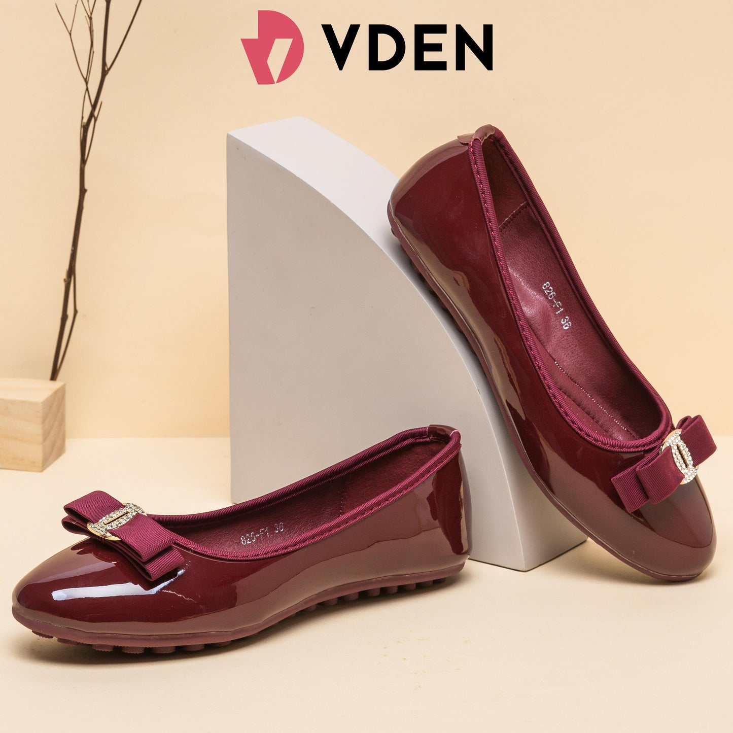 VDEN Fashionable Glossy Flat Doll Shoes for Women 0.5INCH/1.2CM 826-F1 Massage Sole Slip-on Women's Shoes Soft Non-slip Round Toe Flats Comfort