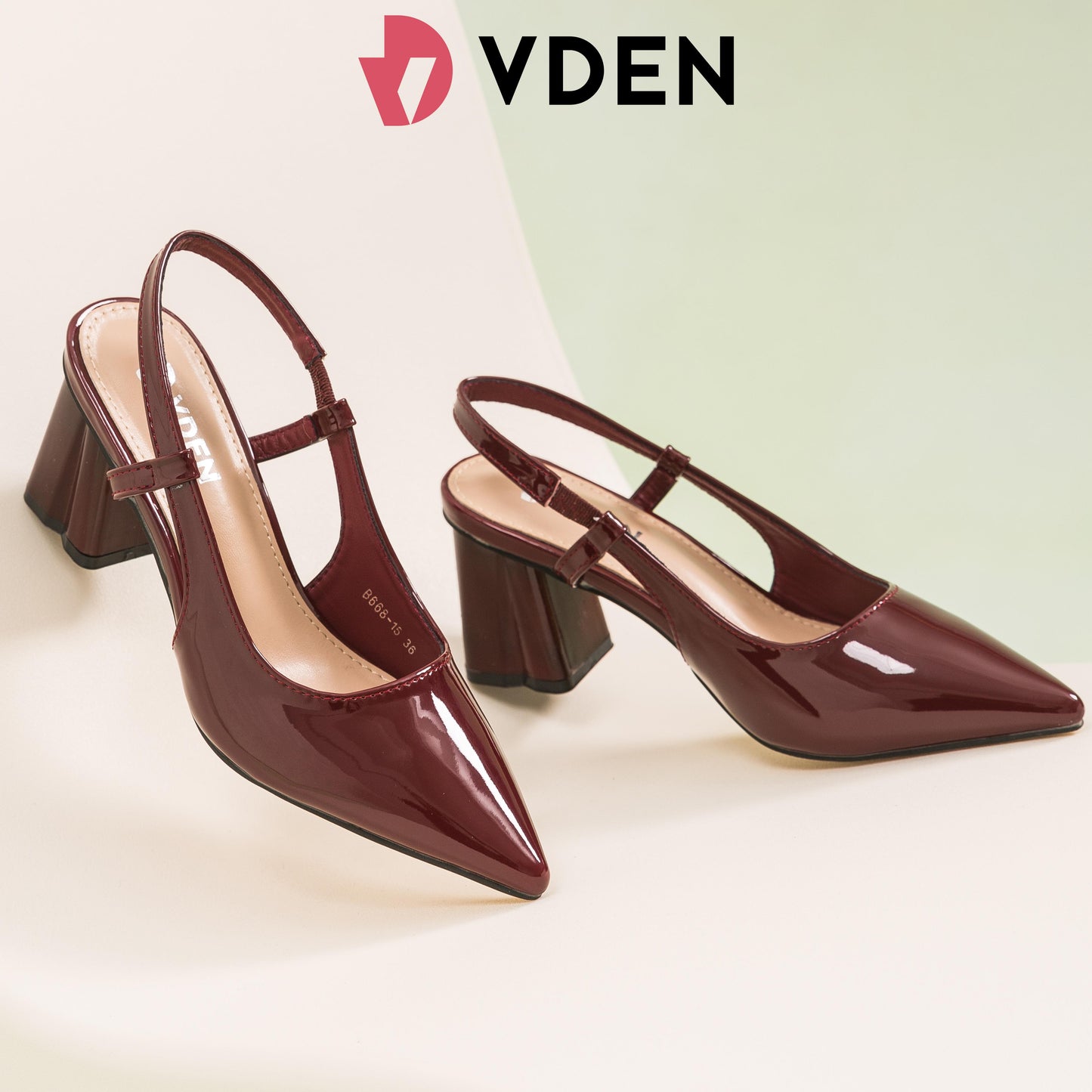 VDEN Women Slingback Block Heels Patent Leather Pointed Toe Mary Jane Pumps Office Work Shoes Kasut Wanita Ready Stock 2.5INCH/6.3CM (Foot Width Add 1 Size) B668-15 Women's Patent Leather Pointed Toe Single Strap Chunky Heels For Women