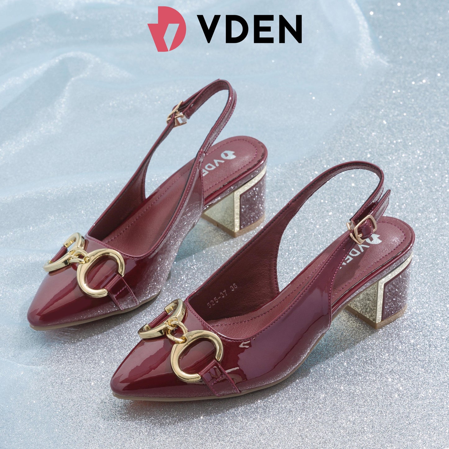 VDEN Women's Classy Stiletto Pointed Shoes 2INCH/5.3CM Patent Leather Block Heels Buckle Back Strap Mid Heel Pumps 525-37 Comfort
