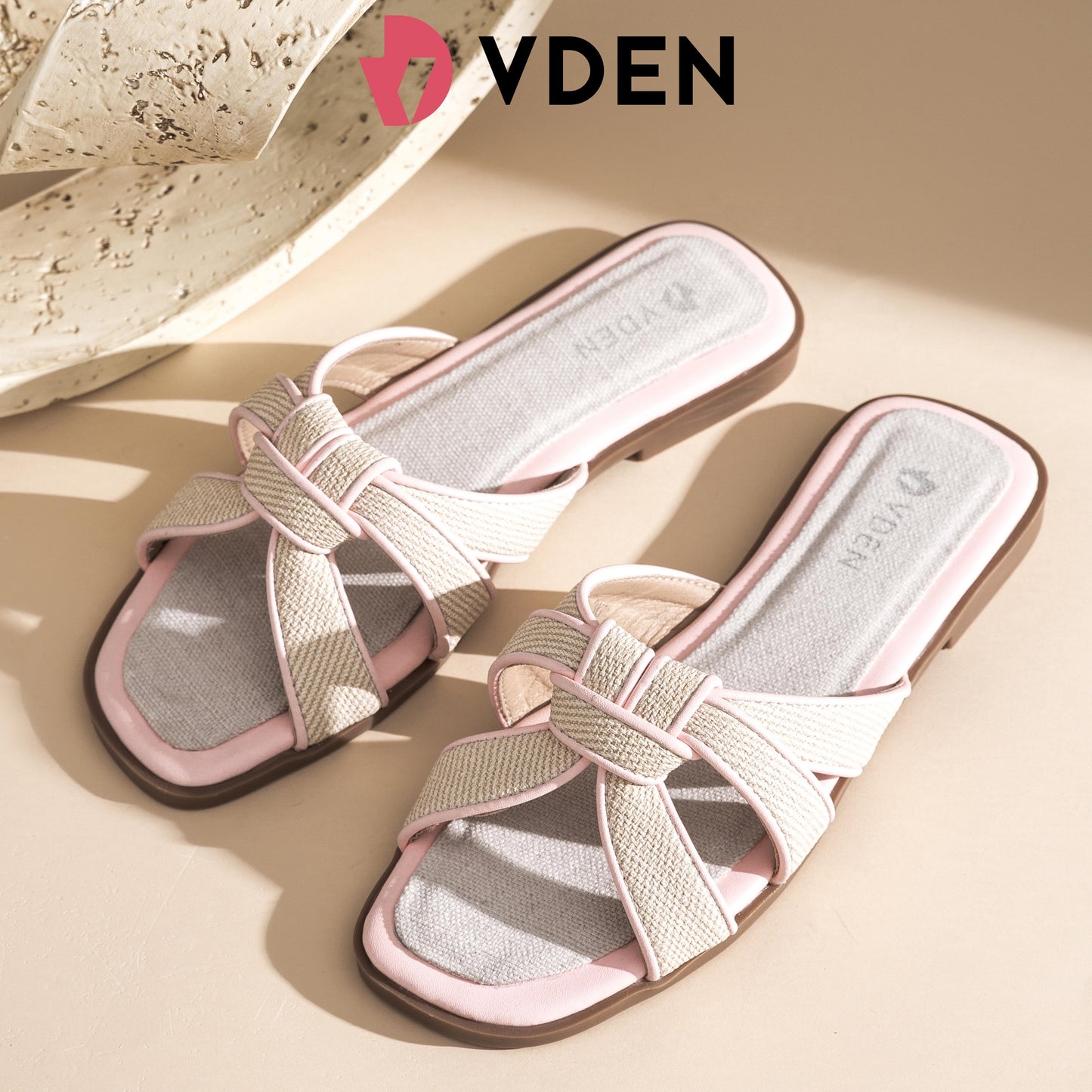 VDEN Casual Open Toe Non Slip Flat Breathable Sandals 0.5INCH1.4CM 002-A16 Color Block Braided Sandals Old money Style Open Toe Slippers Thick Latex Insole Women Summer Comfort Walking Shoes Footwear