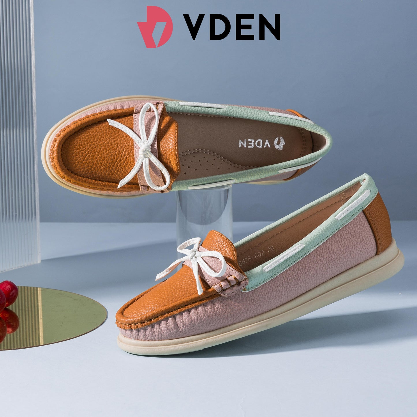 VDEN Lightweight Loafers With Color Block Design For Women 1INCH/2.5CM 6678-802 Ladies Flat Loafers With Stylish Design