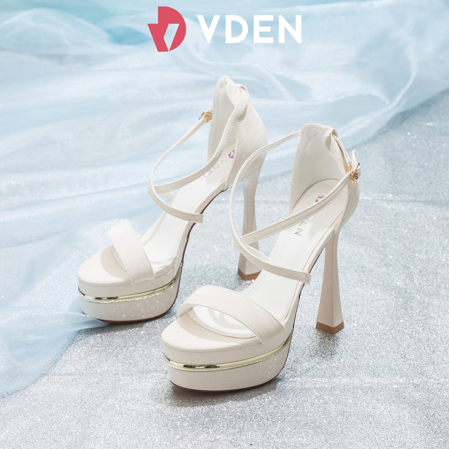 VDEN Women Sexy Cross Strappy High Heeled Sandals 5.2INCH/13.2CM Ultra High Heel Sandals Pageant High Heels H228-1 Party Dance Platform High Heels