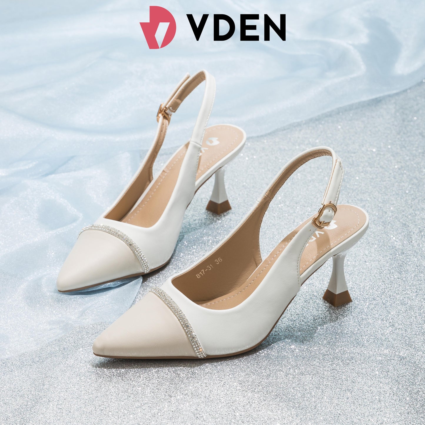 VDEN Elegant Single Shoes For Women 7.5CM/3INCH Heels With Buckle Design Hight Heeled Shoes Slingback Pointed Toe Shoes 817-31